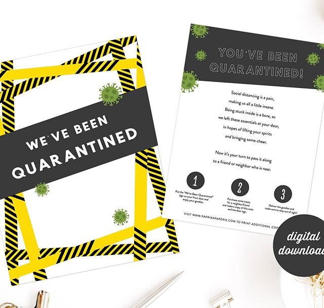 I&rsquo;ve had a few requests to design a fun &ldquo;you&rsquo;ve been quarantined&rdquo; game to spread some joy among neighbors, friends and family while we continue to practice social distancing 😷⠀
⠀
Here&rsquo;s how it works:⠀
⠀
1. Visit my Etsy