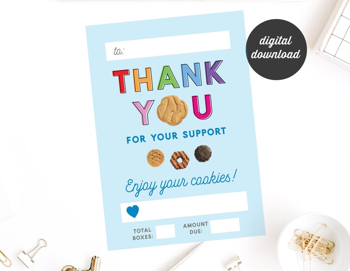 Girl Scout Cookie Thank You Tags Digital Download — Paprika Paperie
