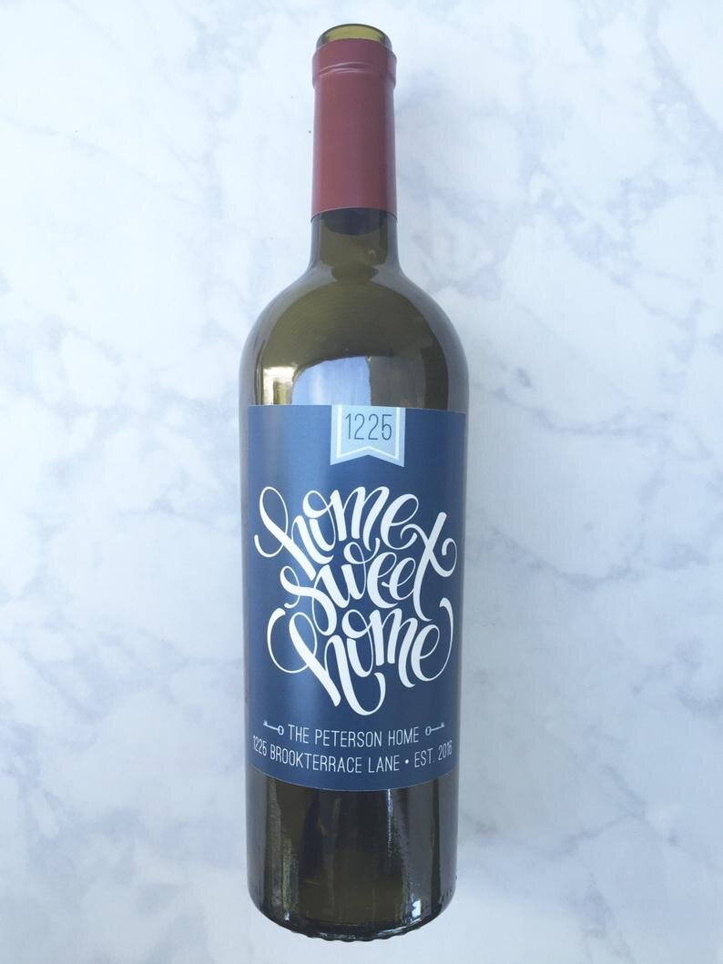 Personalized New Home Housewarming Gift Wine Label