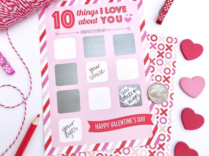 Scratch off Valentine Card, 10 Things I Love About You, Valentine Card Wife Boyfriend, Valentine for Him Valentine's Day Gift for Husband