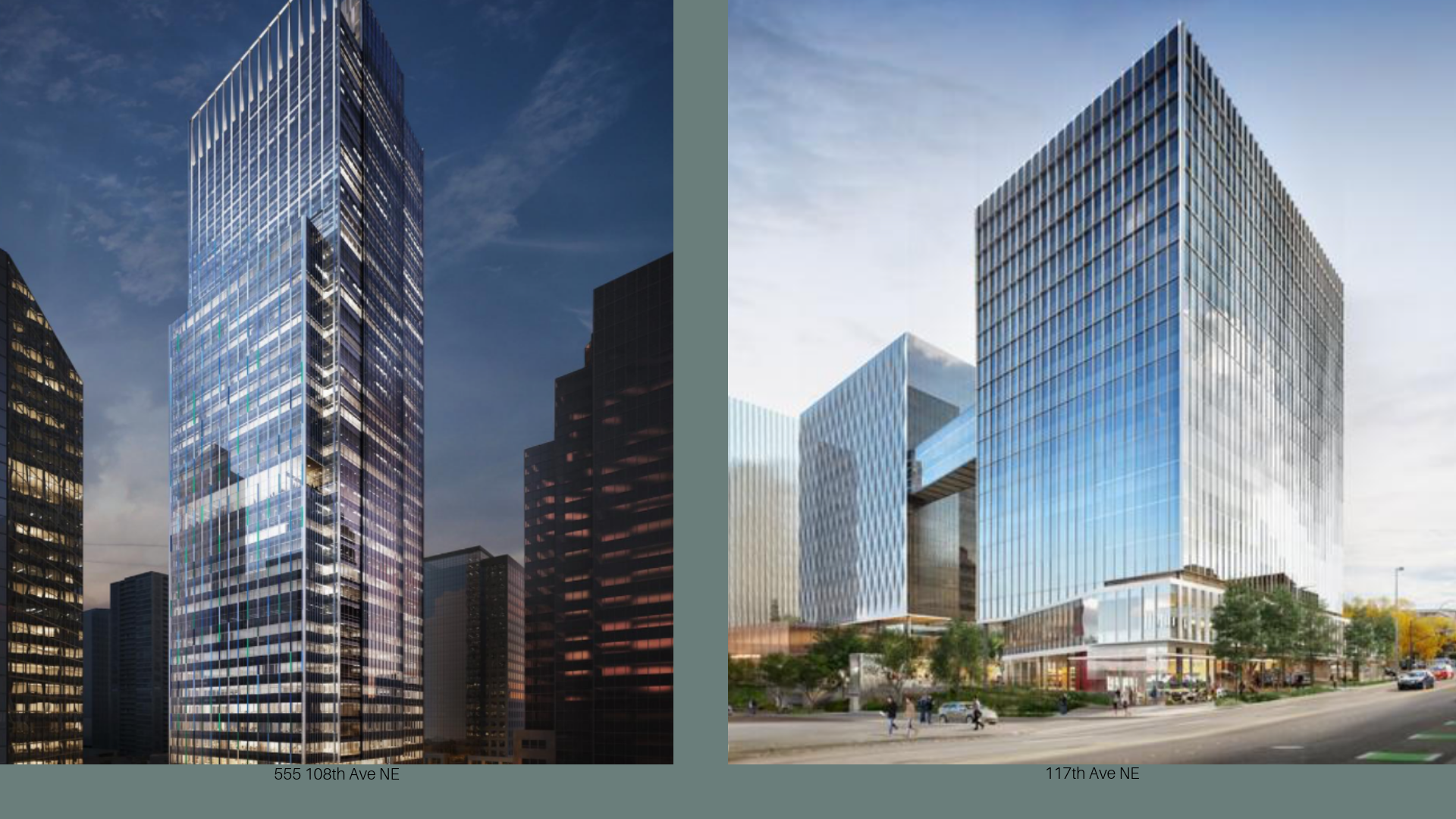 Seattle based Paul Allen company, Vulcan Real Estate is planning two very major projects in downtown Bellevue. The first of them being a 600-foot tower located at 555 108th Ave NE with 937,000 sqft of office space. The second planned project called Bellevue Plaza located at 117 106th Ave NE will feature 3 towers ranging from 16-17 stories with a total of roughly 1 million sq ft of office space. It is expected by market observers that Amazon - a company that is quick to bite when it comes to real estate, will lease both.