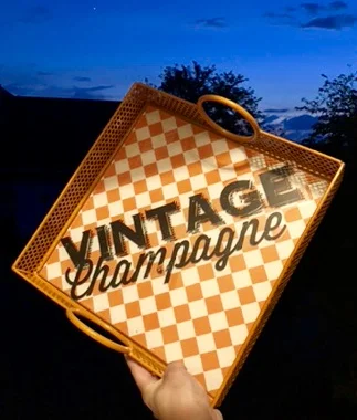 Mid-century orange metal drink tray