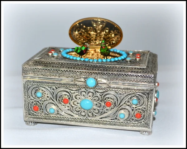 No. 006 Silver Filagree Double Bird Box