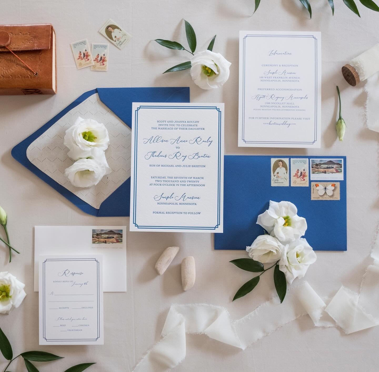 The Allison Suite. The most popular invitation set in my semi-custom collection. She&rsquo;s timeless, elegant and can be customized in so many ways. Shown here in cobalt blue letterpress printing, with additional handmade paper liner. Gorg!
.
.
.
#w