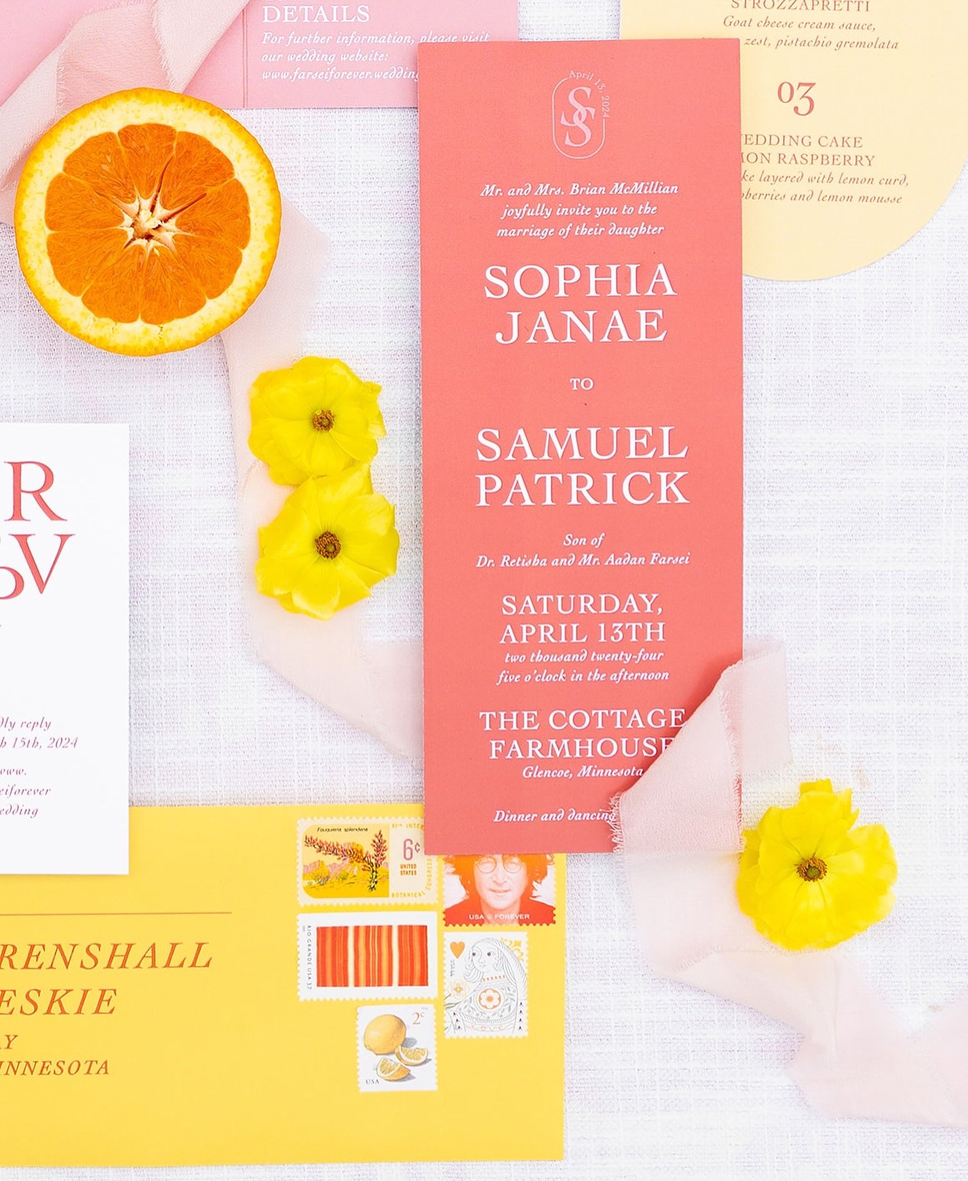 Was truly trying to wait until summer to reveal this juicy styled shoot, but I just can&rsquo;t help myself. Sneak peek of the most fun invitation flatlay, oozing citrus and bright pops of color. Enjoy 🍊🩷🍋🥝 ☀️ As featured in the Spring/Summer 202