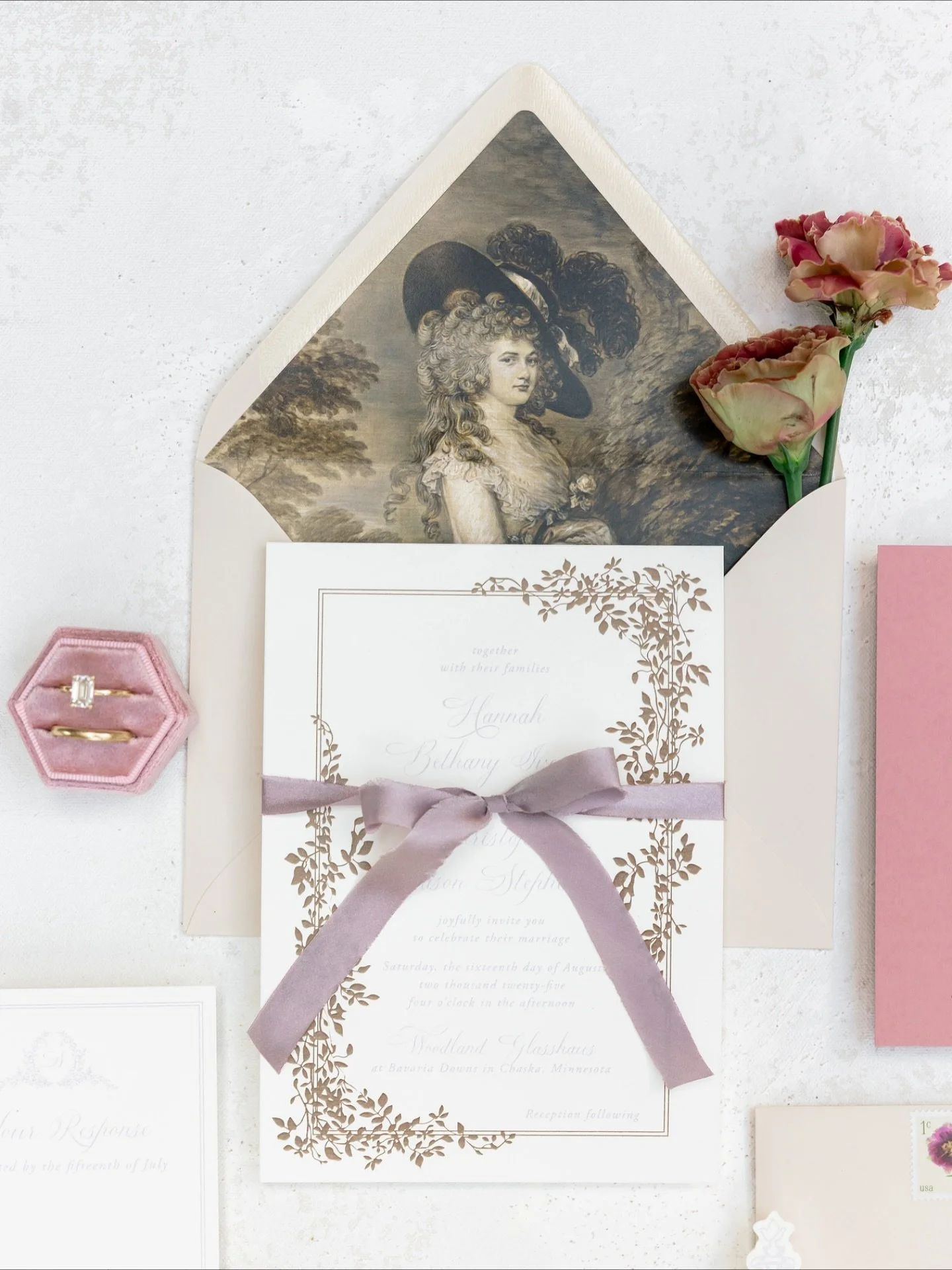 French-inspired invitation suite for a recent styled shoot @bavaria_downs features lavender, gold and dusty rose accents. Love being able to play around with color and embellishments in order to provide inspiration to my clients. 

Creative Team:
Pla