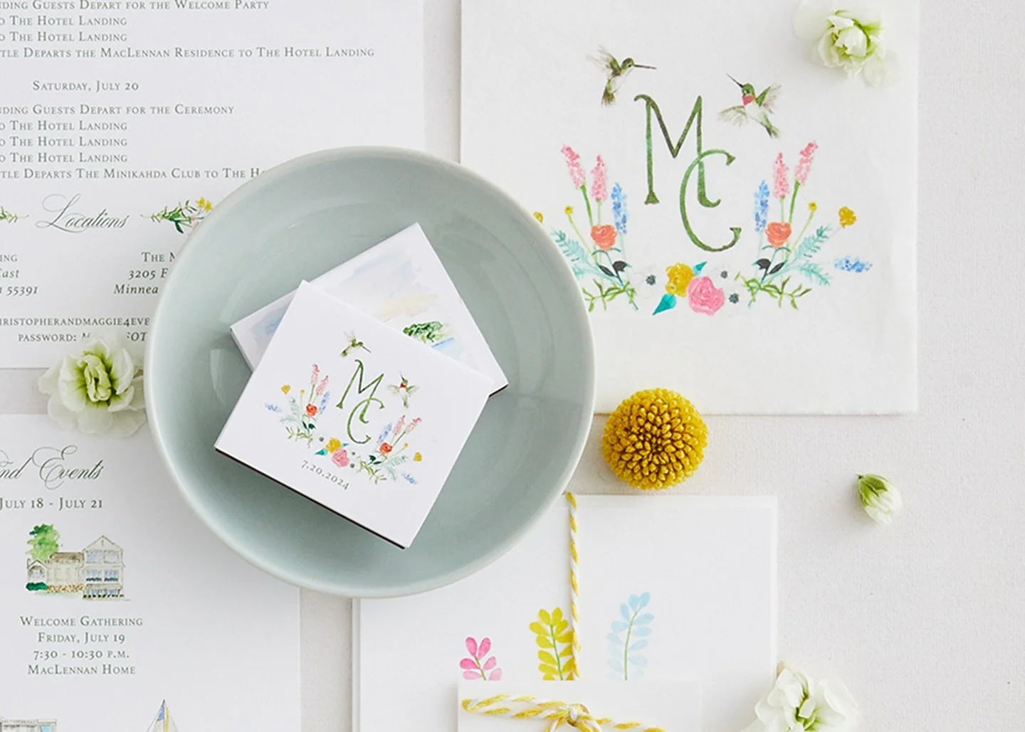 Wedding day details. Always say yes to the matchbooks. They&rsquo;re an absolute hit every time!

#weddingdetails #weddingfavor #weddingmatches #weddingflatlay #dayofstationery #weddingpaper