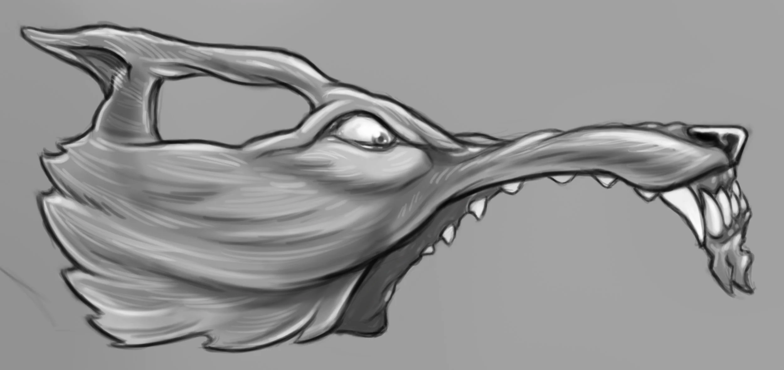 Preliminary pencil and digital sketches of the Wolf’s Head monster truck. The finished model would be built directly over the digital side shot
