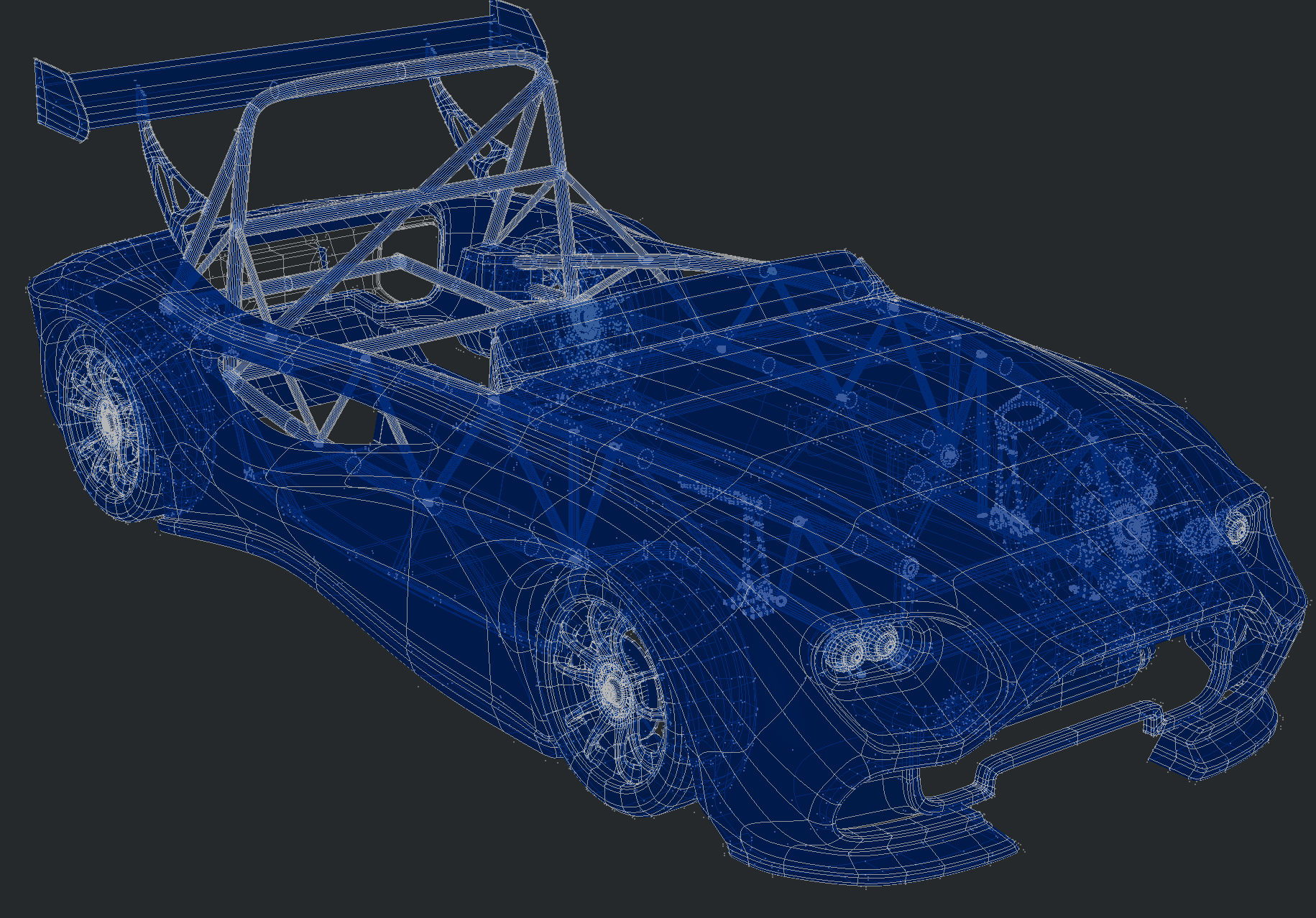 Wireframe views of the 3D model