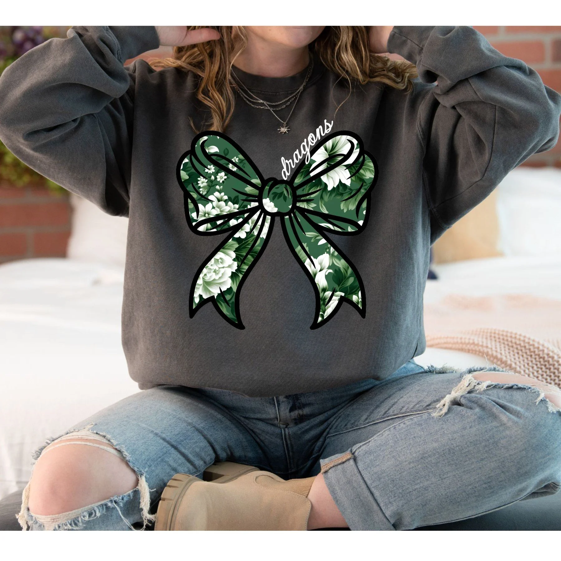 Comfort Colors "Dragons" Bow Sweatshirt