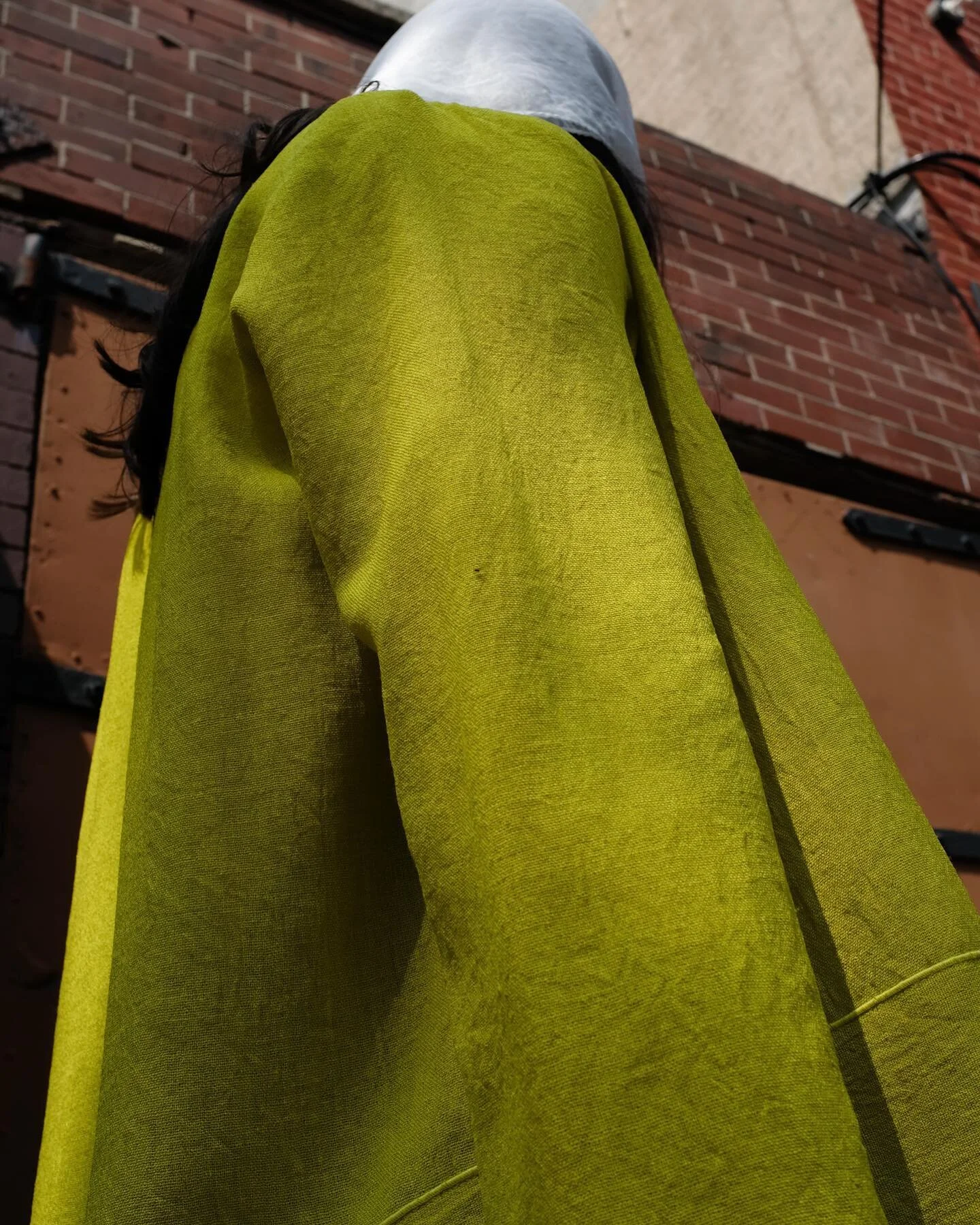 Details on the chartreuse relaxed linen jacket, S/M // $78, for sale in the shop