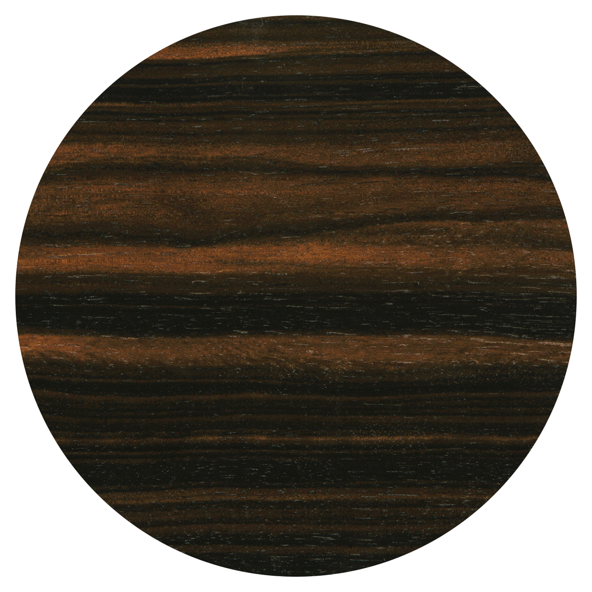 Close-up of a polished dark wood surface with visible grain patterns and texture.