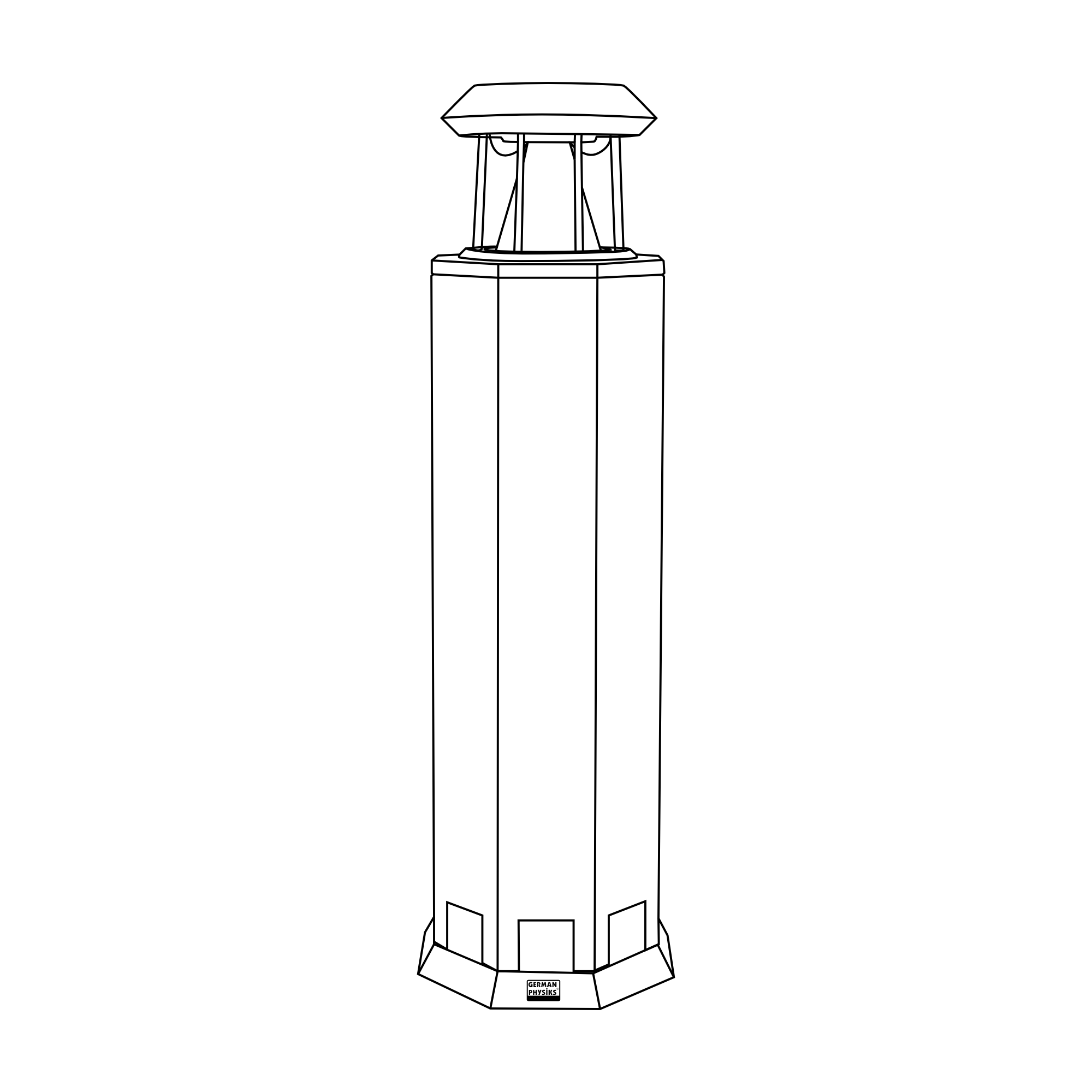 A line drawing of the German Physiks HRS-130 Omnidirectional Loudspeaker.