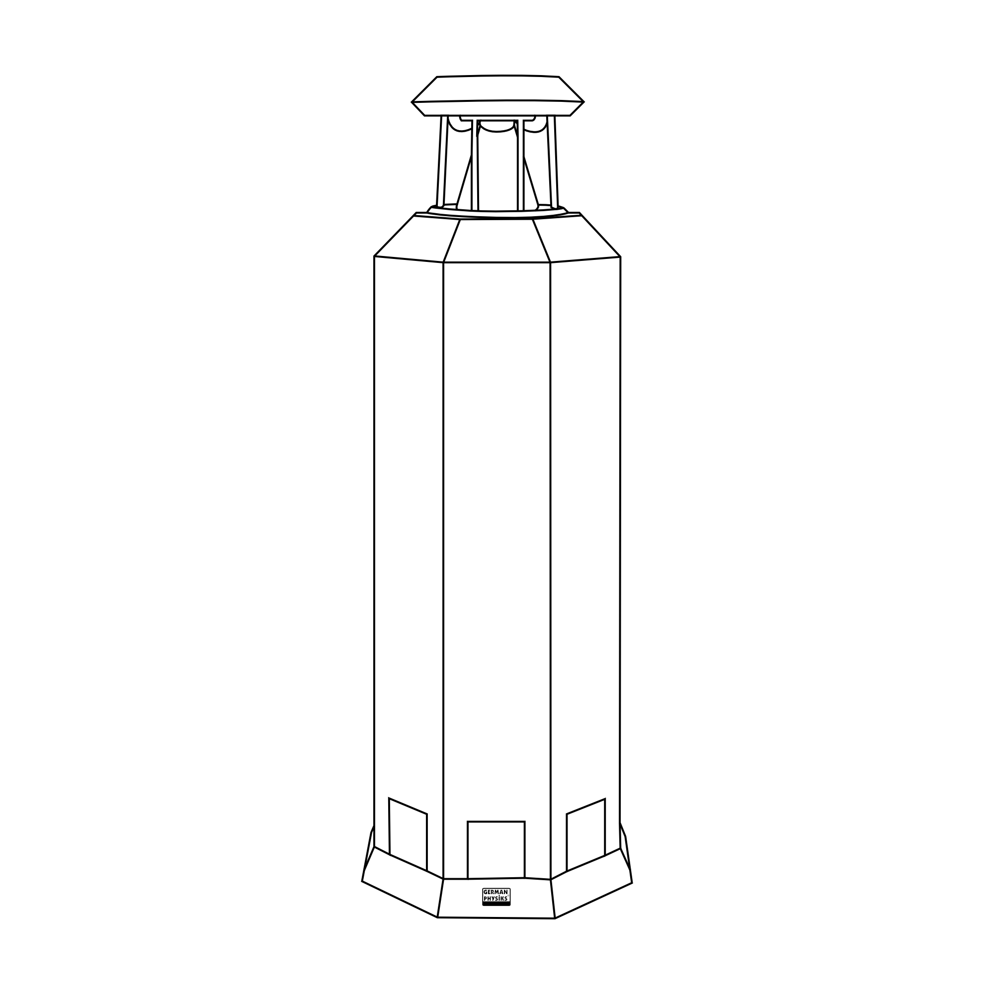 A line drawing of the German Physiks Borderland MK IV Omnidirectional Loudspeaker.