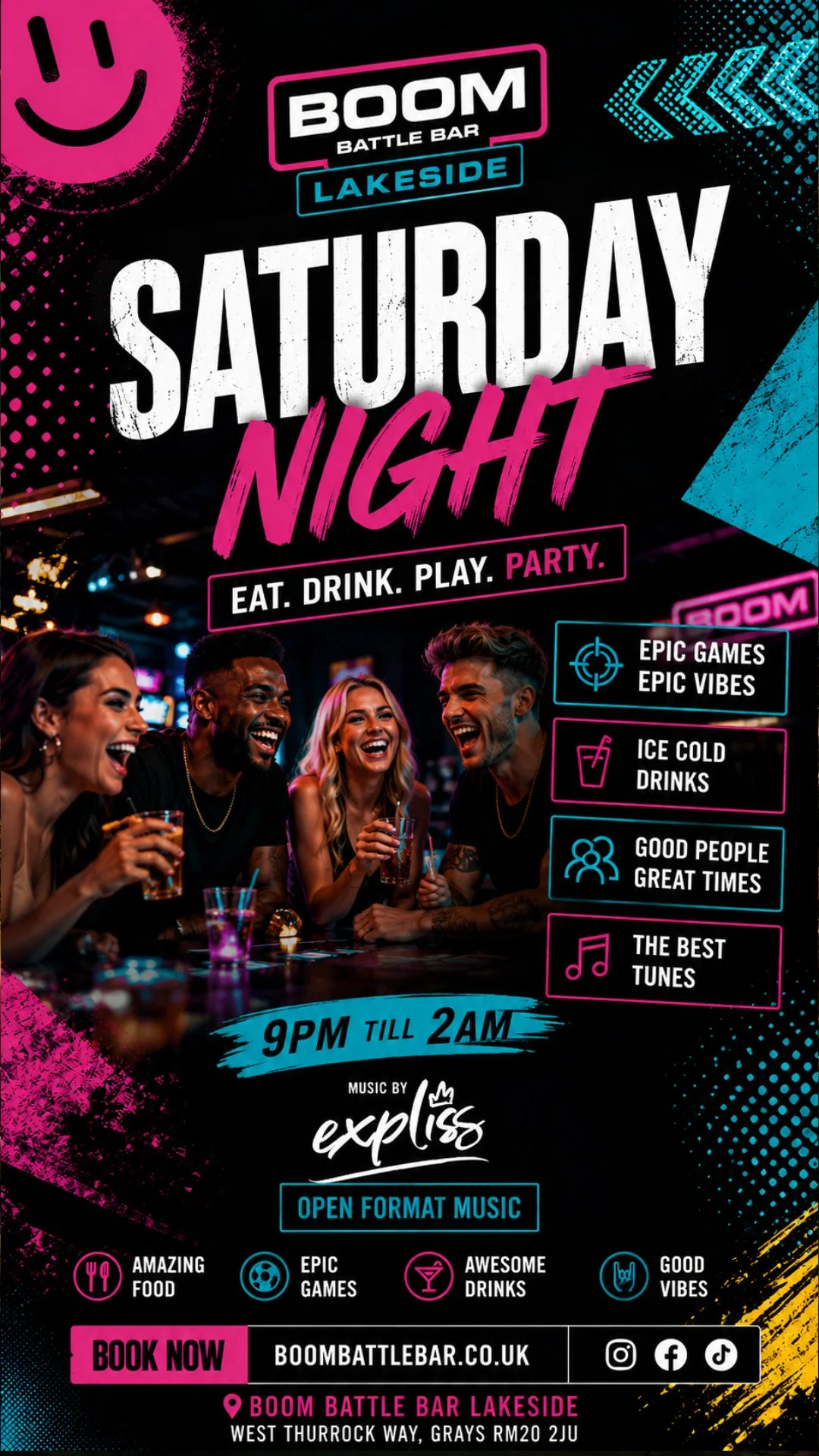 SATURDAY NIGHT @ BOOM BATTLE BAR LAKESIDE