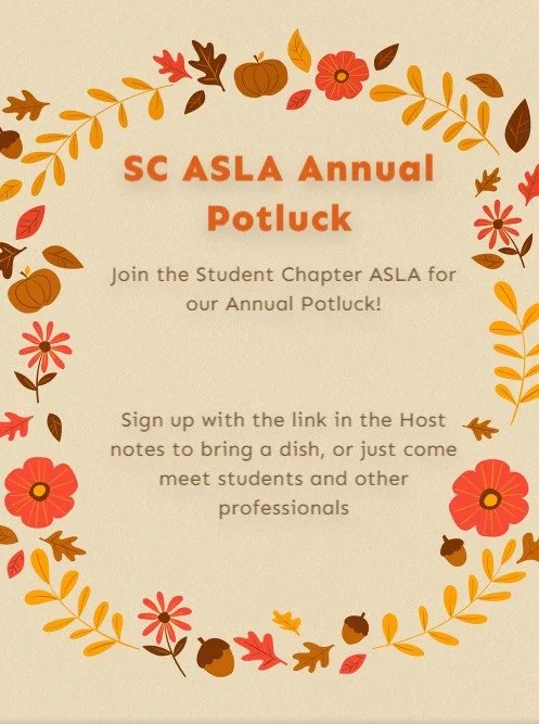 We&rsquo;re falling for potluck season 😍🍁
Join the Student Chapter ASLA to eat, mingle, and celebrate together! 🌾✨
👉 Use the Evite link in our bio to sign up and let us know what you&rsquo;re bringing! 🥘🎉