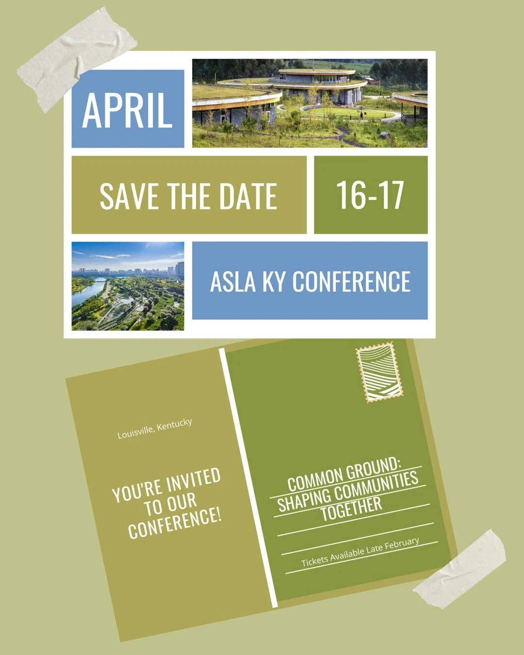 Save the date for the ASLA and APA Kentucky Conference, April 16&ndash;17.

Join us for conversations, ideas, and collaboration around Common Ground: Shaping Communities Together.

Stay tuned for registration details!