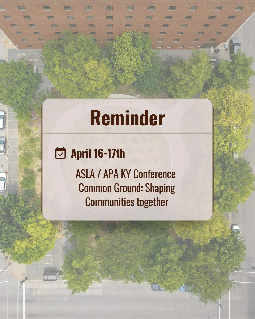 Kick off World Landscape Architecture Month by signing up for our upcoming ASLA + APA KY Conference! 🌿
Join us April 16&ndash;17 as we explore Shaping Communities Together.
🔗 Link in bio to register!