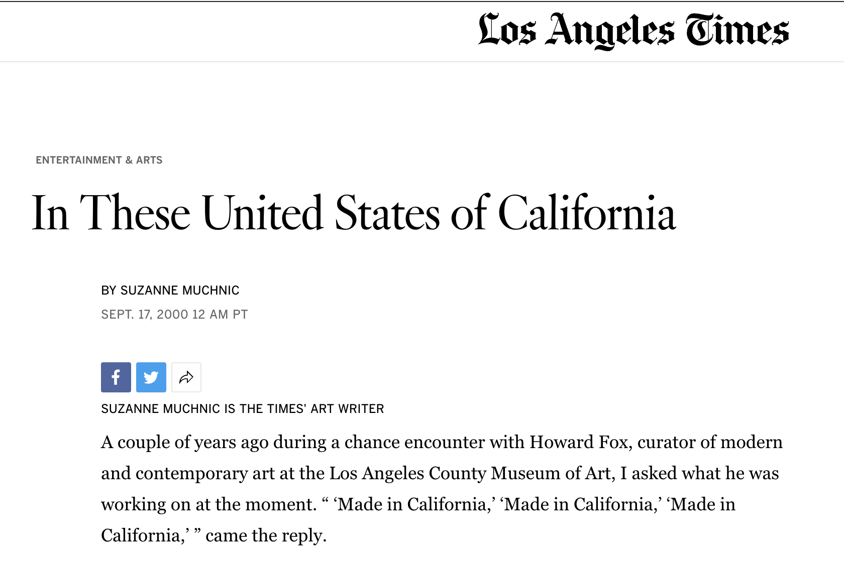 Los Angeles Time – In These United States of California