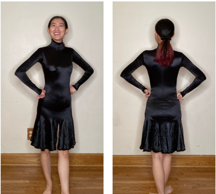 Description: Black Syllabus
 
Style: Maybe like a junior’s latin dress…?? 
 
Expected Fit: 00-0, it felt a bit small on me, especially in the torso length 
 
Condition: Good 
 
Status: Available 
 
Comment: It’s giving knock-off wednesday addams… thu