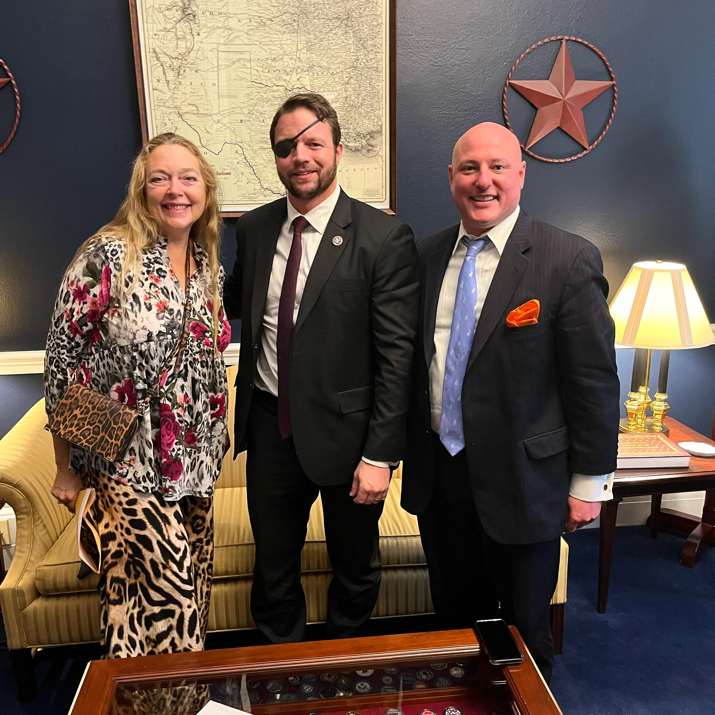 Carole Baskin, U.S. Rep. Dan Crenshaw, R-Tex., and Marty Irby in January of 2022