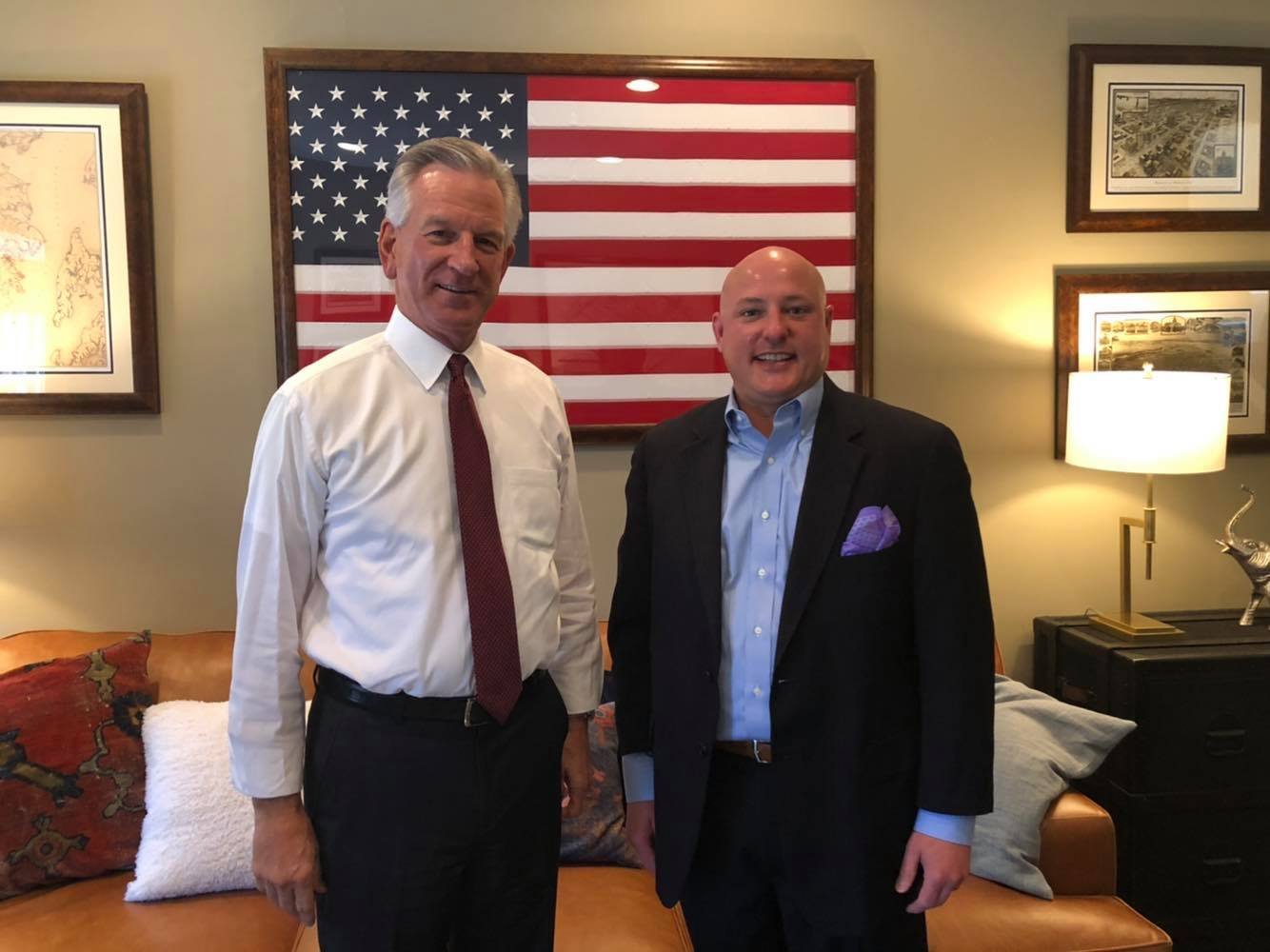 Marty Irby with U.S. Senator Tommy Tuberville prior to winning the Senate Republican primary in Alabama