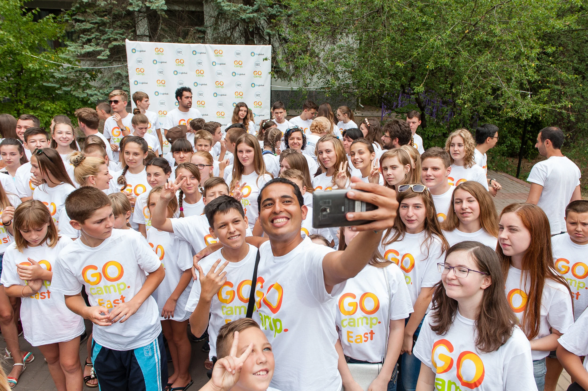 Happy children in GO camp T-shirts