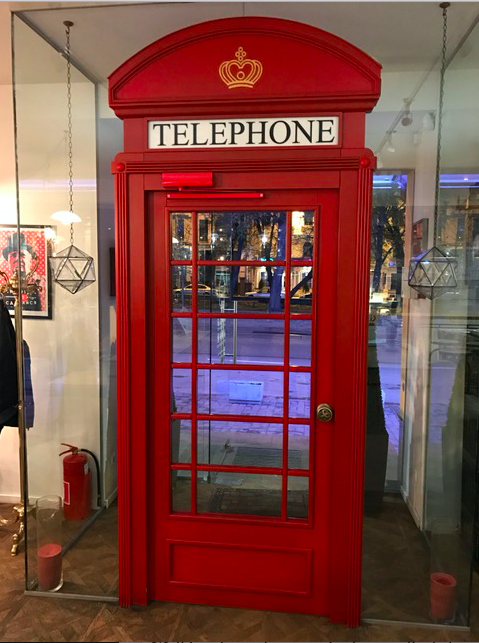 Red entrance in Kyiv, Ukraine