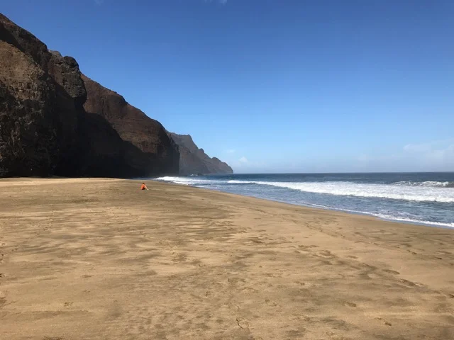 Expansive beach and the ocean in Kauai