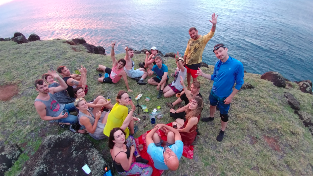 A group of American tourists in Kauai
