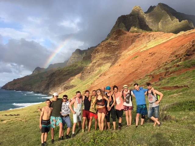 A group of wild tourists in Kauai