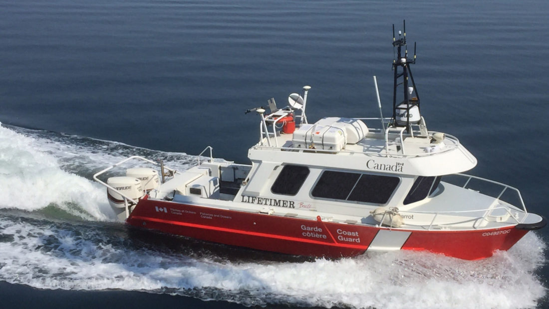  Garrot, a Canadian Coast Guard’s launch dedicated to hydrographic survey operations of the Canadian Hydrographic Service recently converted to unmanned mode by ASV Global.  Image credit: Fisheries and Oceans Canada. 