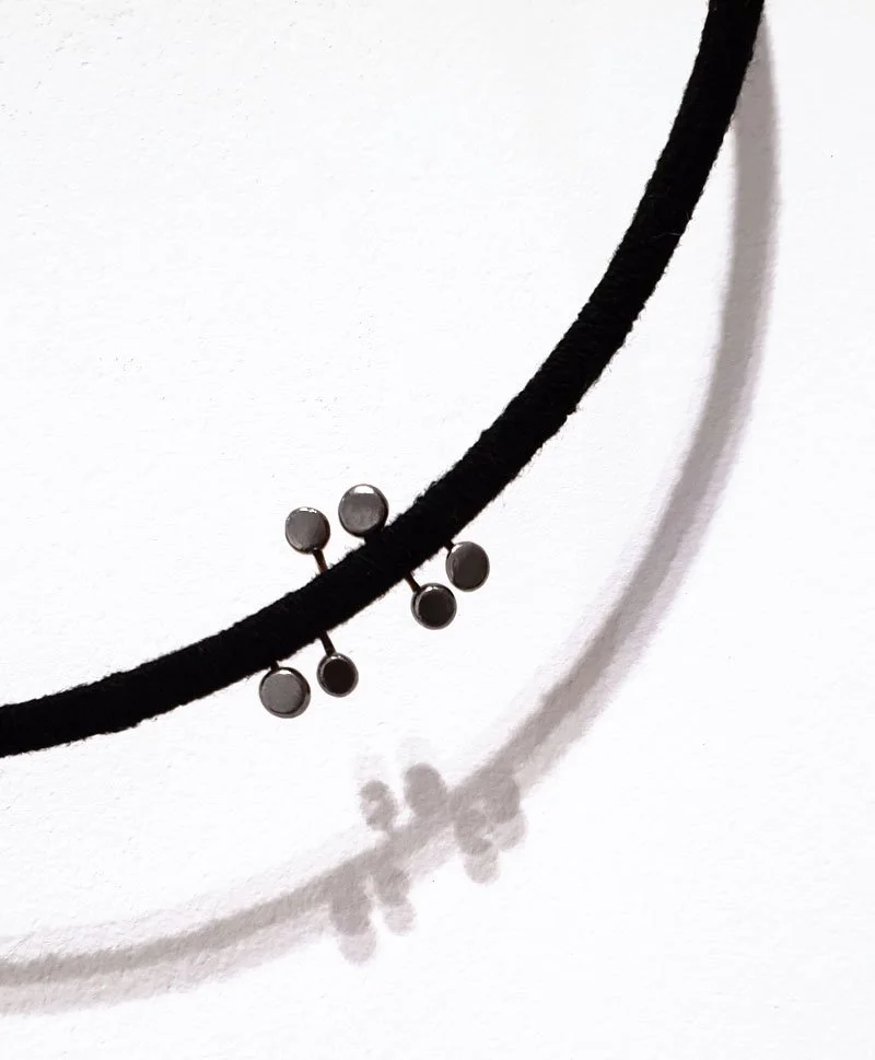 Doris Jurzak, Consequence wall piece (detail), 2018, copper, 925 silver, cotton yarn
