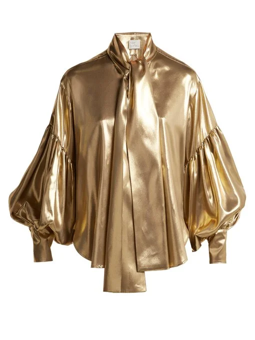 Hillier-Bartley || Balloon-sleeve-silk-blouse