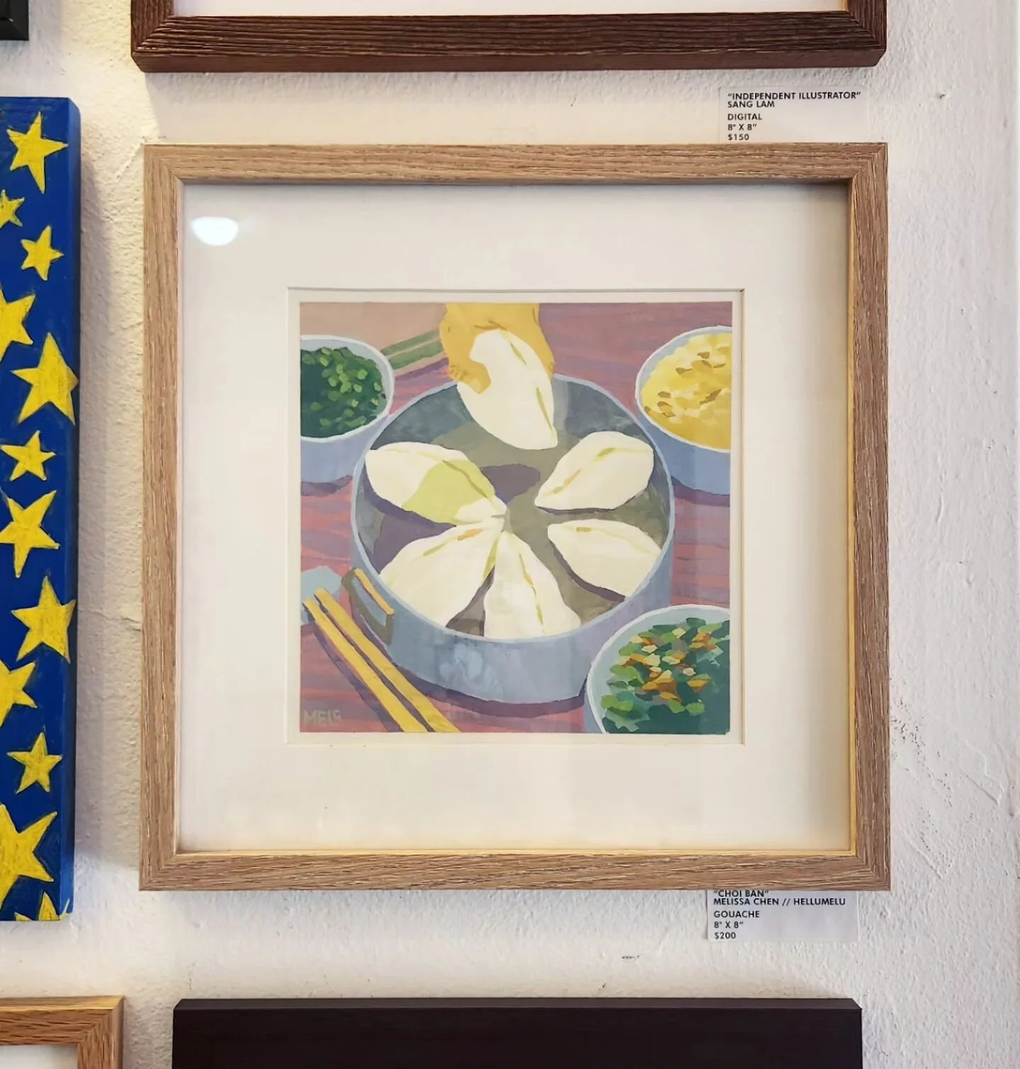 My piece "Choi Ban" is currently showing at @chunky.things  for the Hi, "I'm Home!" show till Feb 25th. Made this piece about hakka dumplings my grandma makes that feels like home. The painting is still available online or in pers