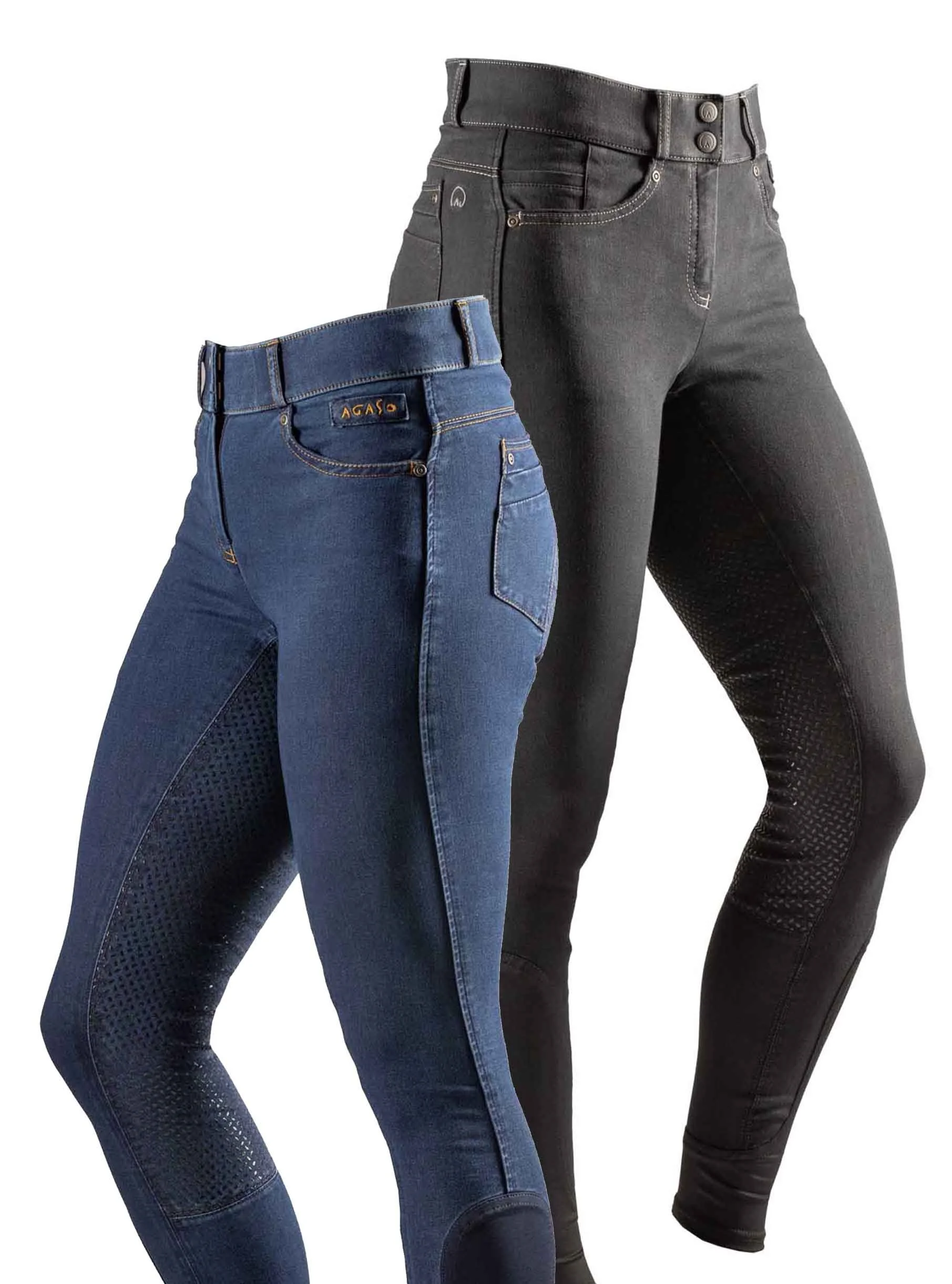 Agaso denim breeches in blue and black