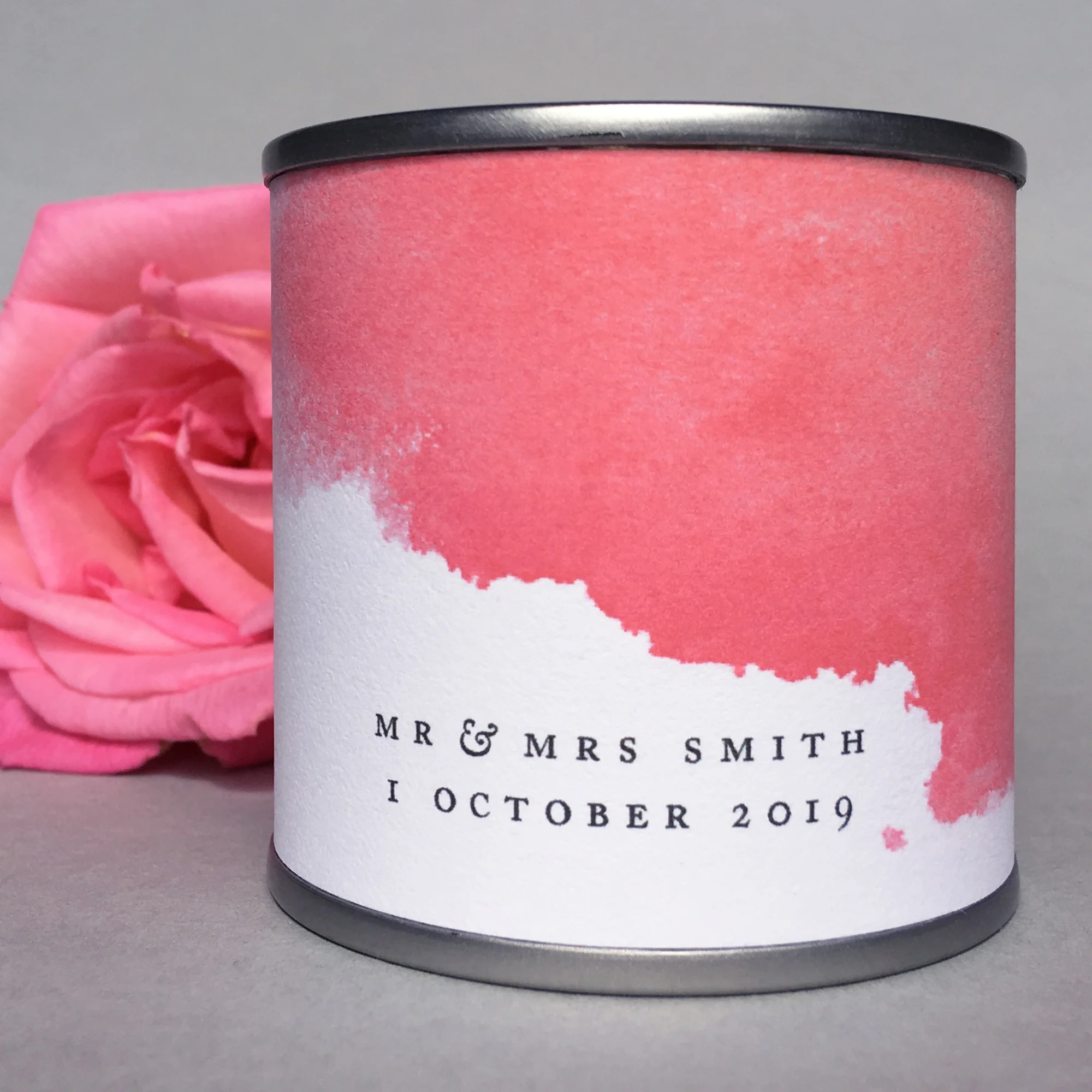 Personalised watercolour soy wax candle orange