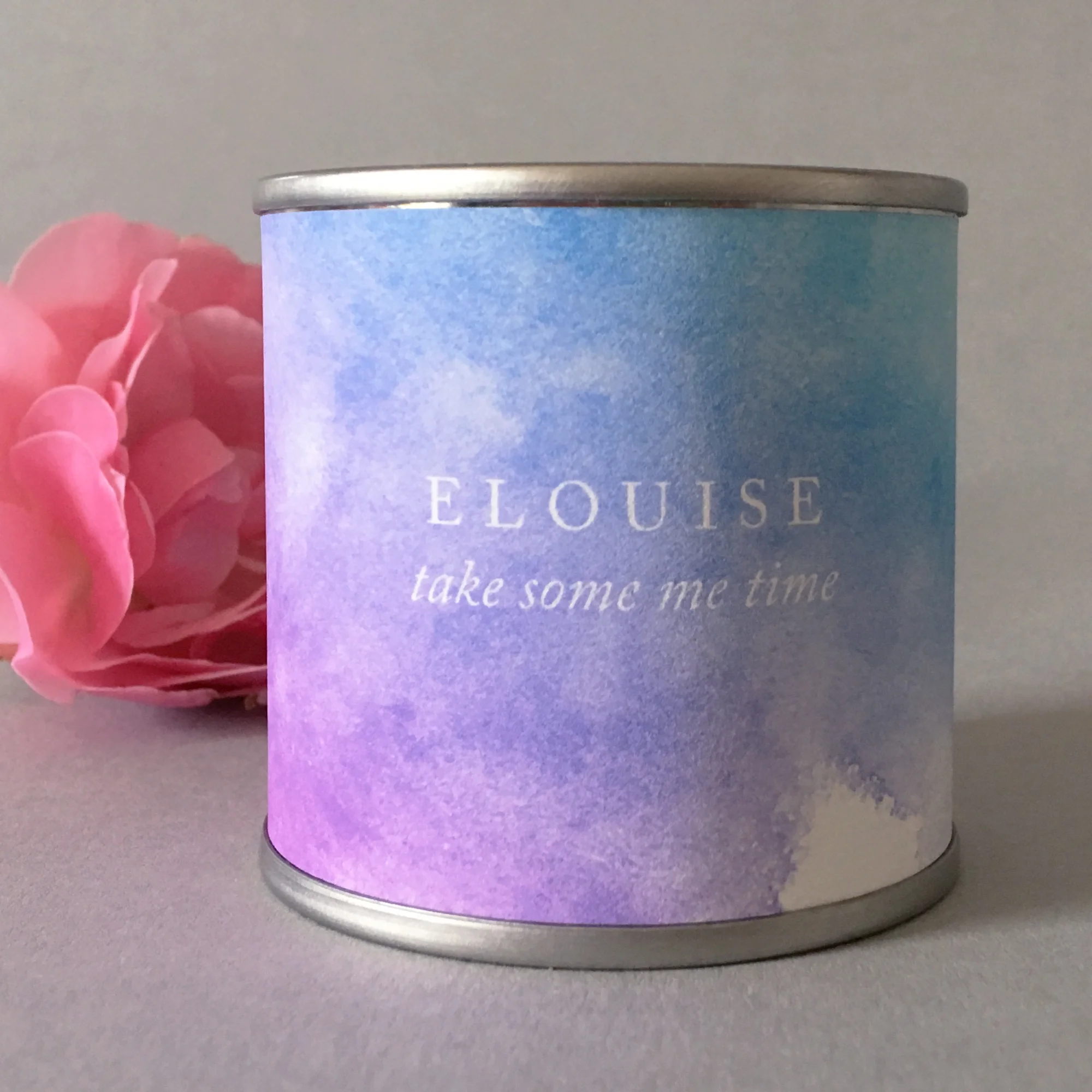 Personalised 'Me Time' Home Spa, Scented Soy Wax candle – Pink & Blue