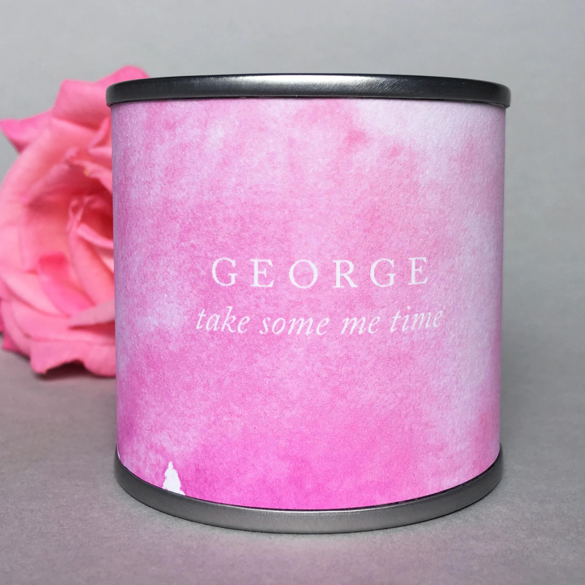 Personalised 'Me time' home spa, scented soy wax candle – pink