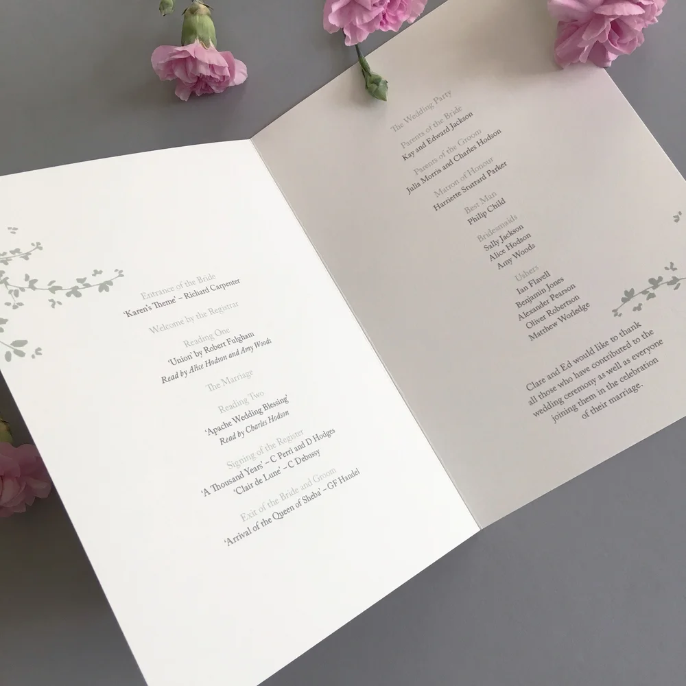 Order Of Service Order Of The Day Wedding Timeline Lovat Press