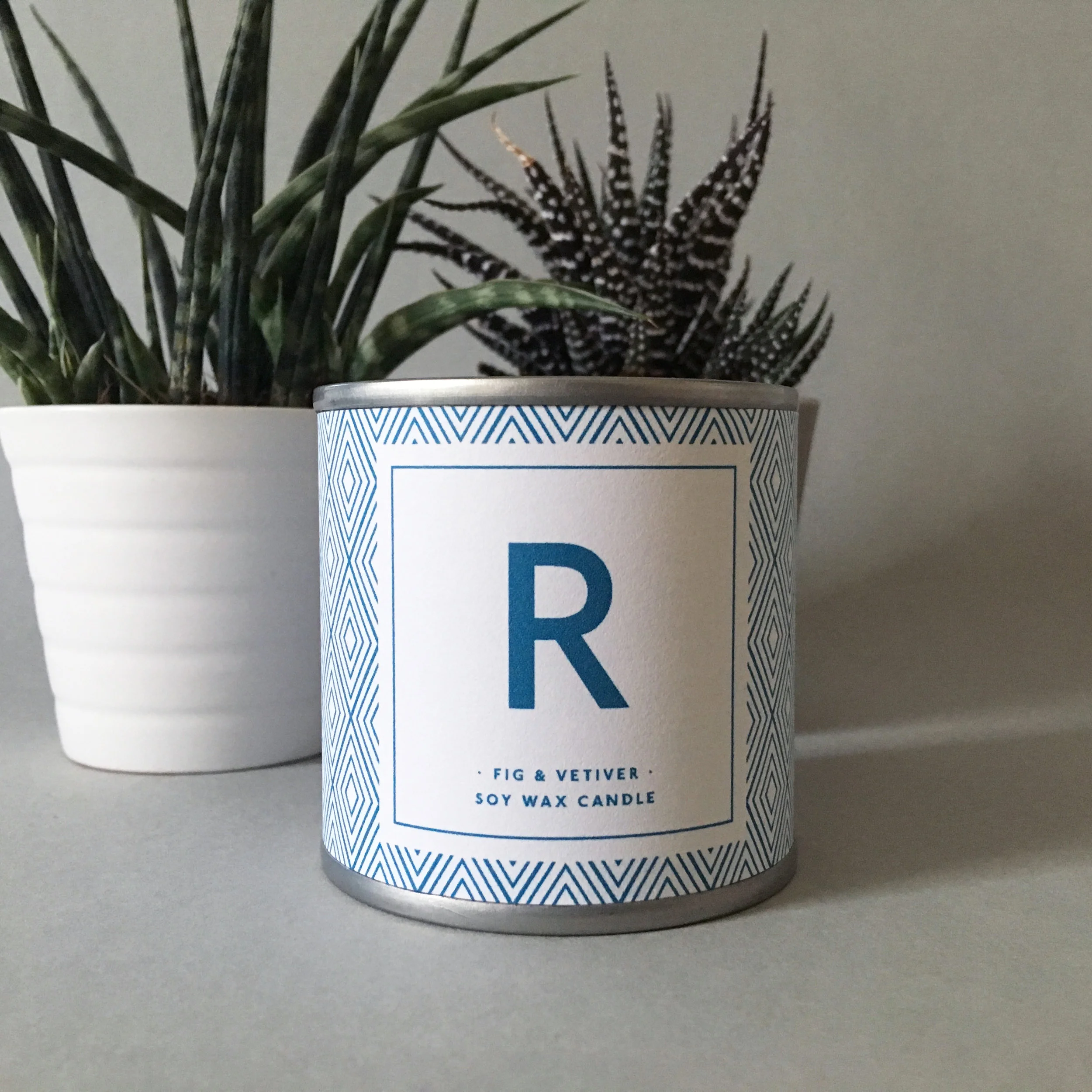 Teal Diamonds, Letter, Scented Soy Wax Candle