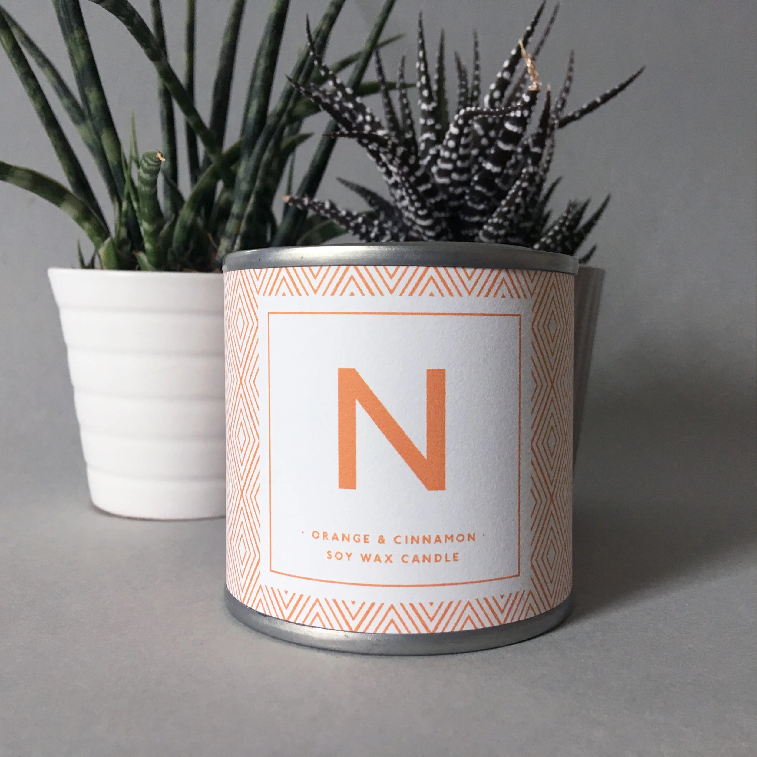 Orange Diamonds, Letter, Scented Soy Wax Candle