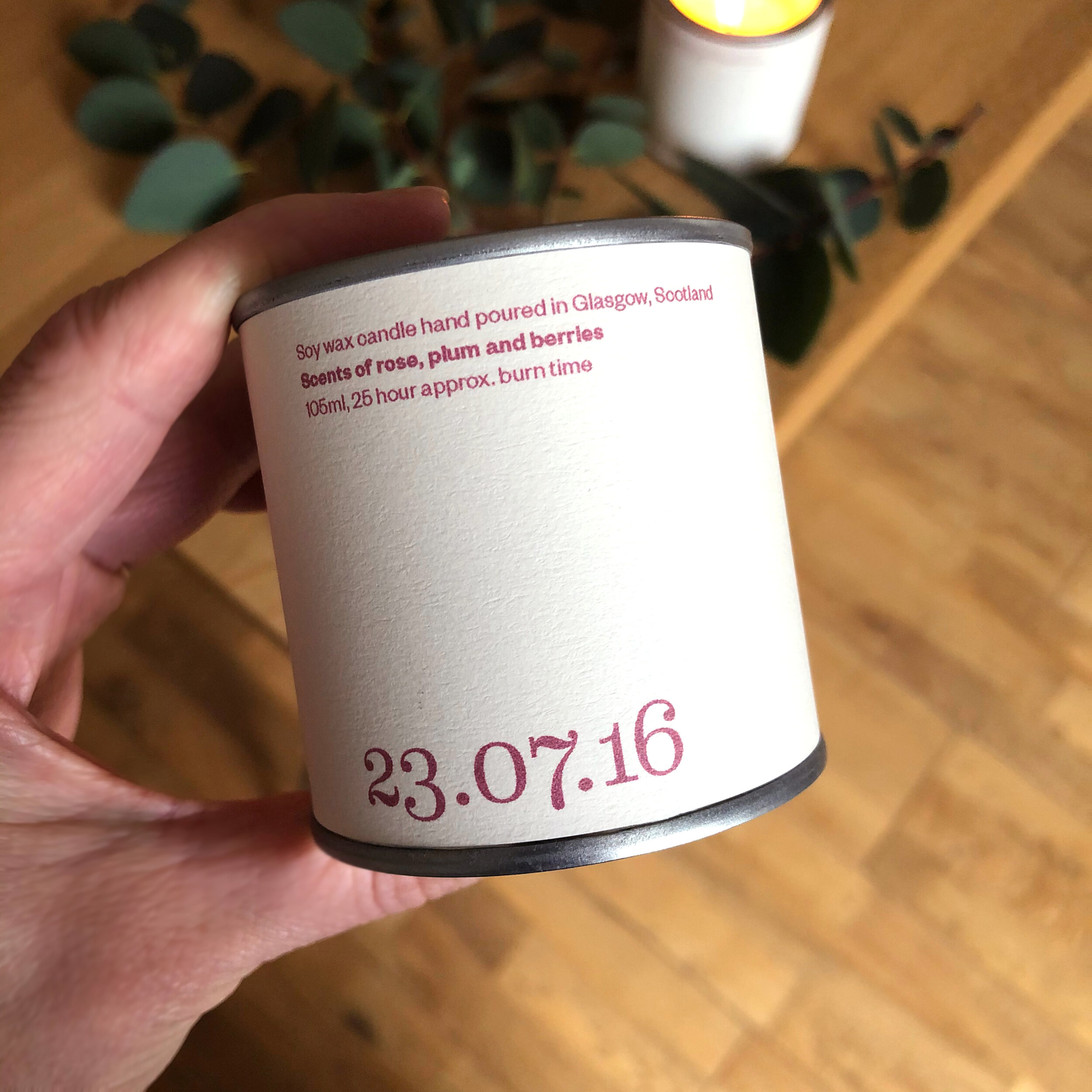 Personalised Date Candle – tin anniversary gift
