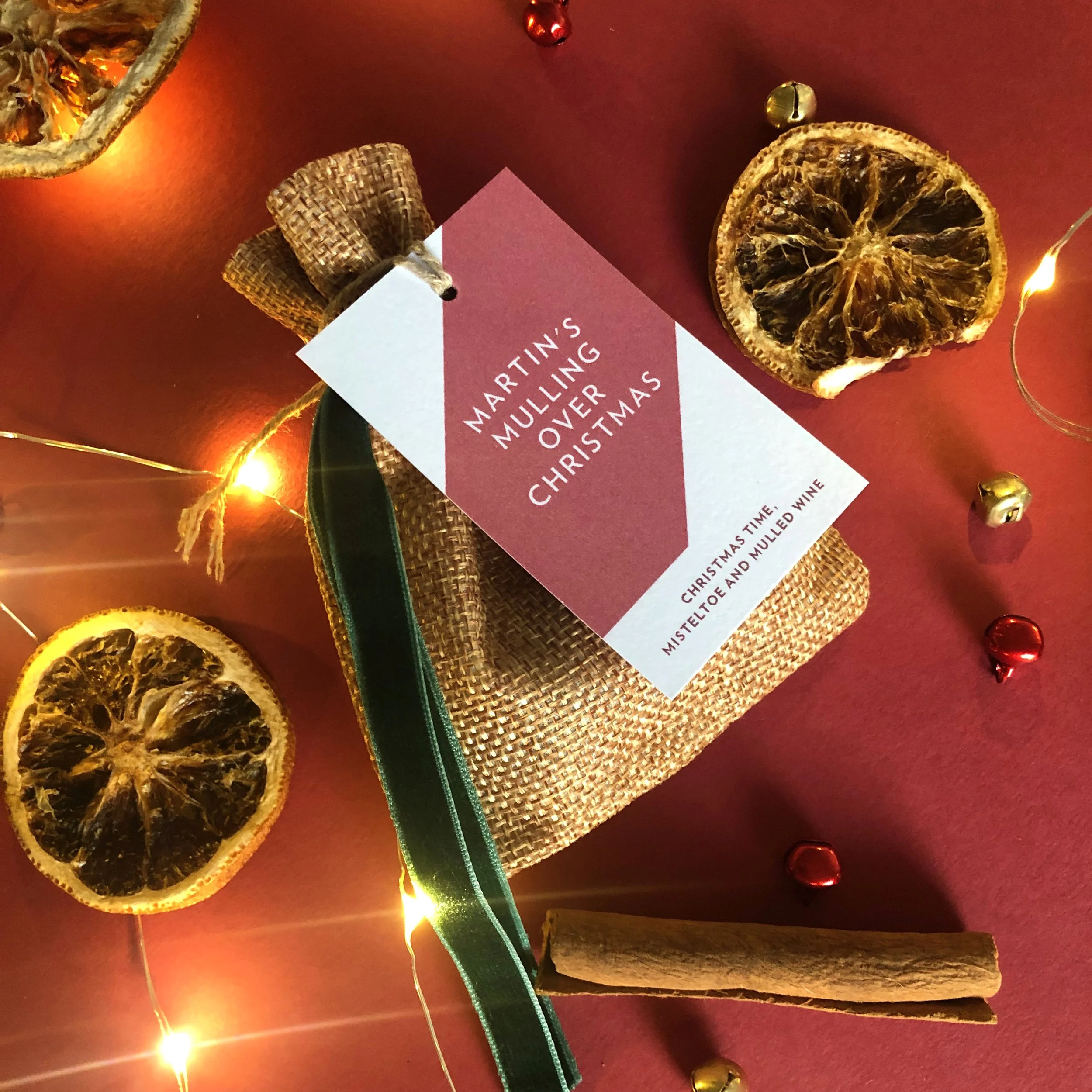 Personalised Red Stripe Mulled Wine Spice Bag
