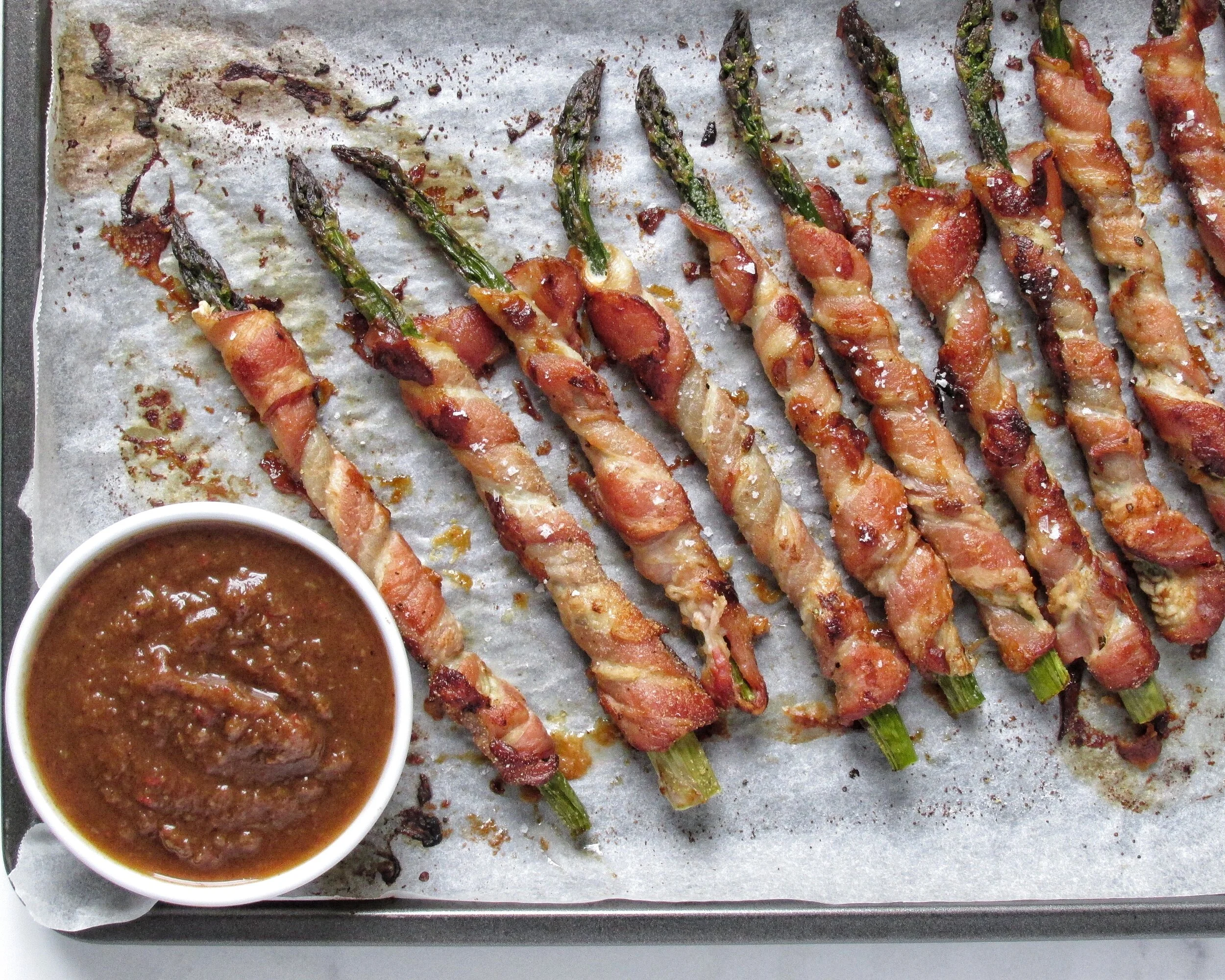 Bacon Wrapped Asparagus with Spicy Date Sauce — Stripes & Willows
