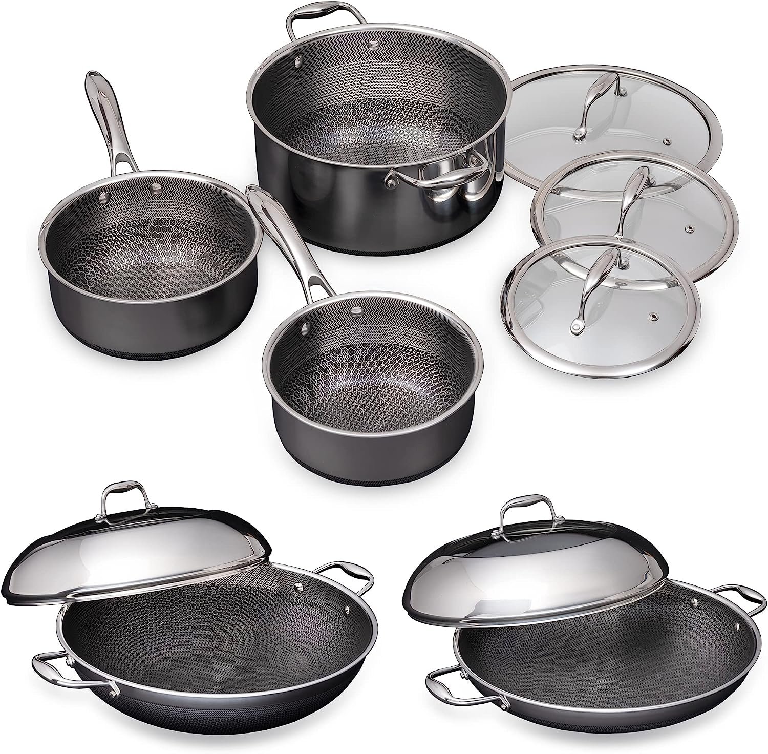  HexClad 12 Piece Hybrid Stainless Steel Cookware Set