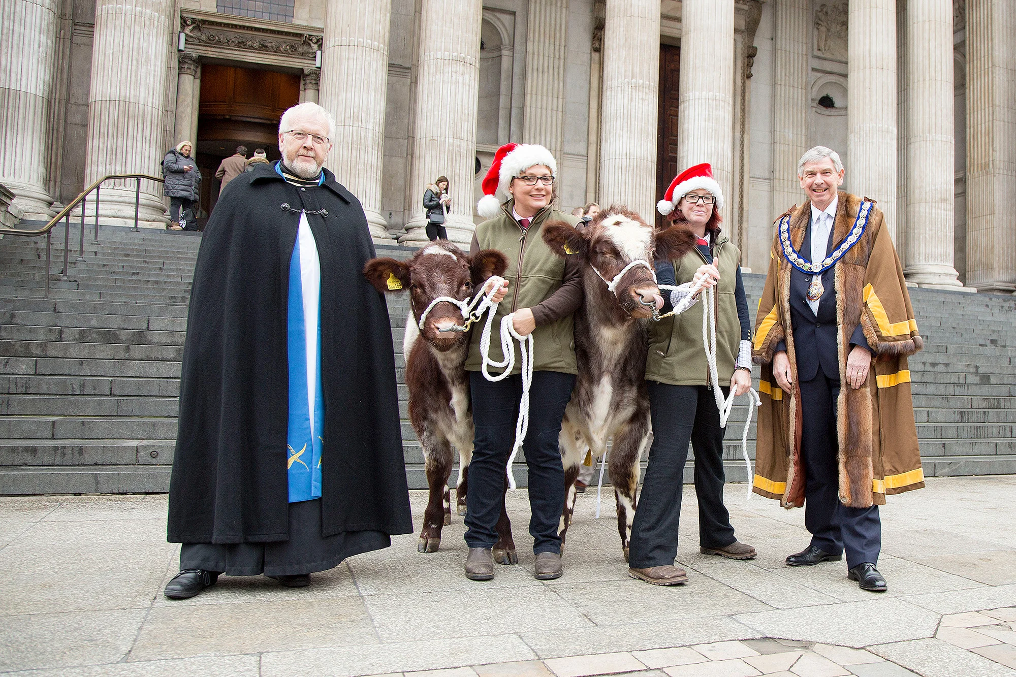British Guild of Agricultural Journalists' Chaplain, Geoff Dodgson with Tina Russell, Emma Smith and Philip Wynn, Master of the Worshipful Company of Farmers
