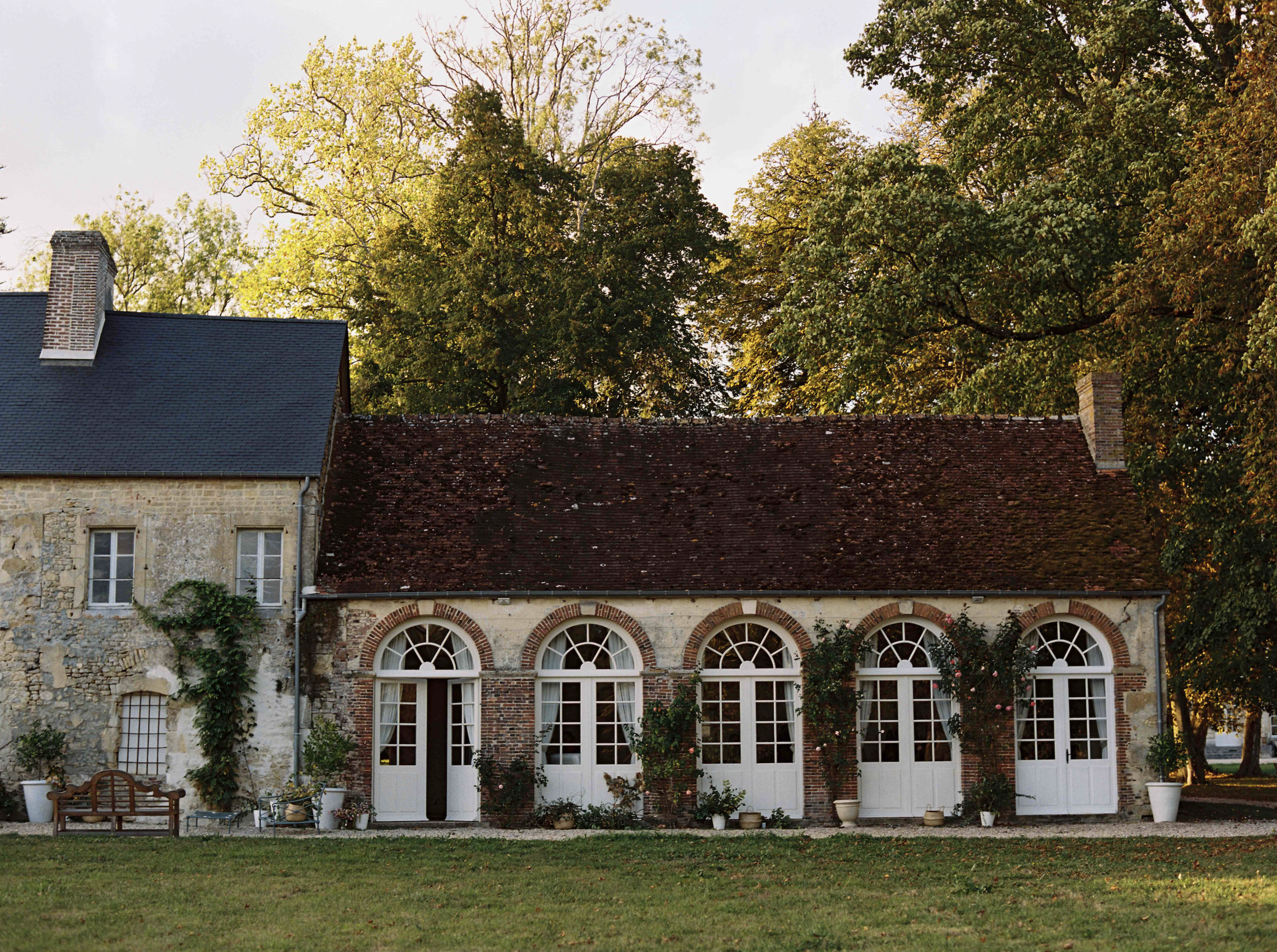 The Orangerie, a brick built light filled building perfect for corporate retreats, workshops, business functions and other events in France.