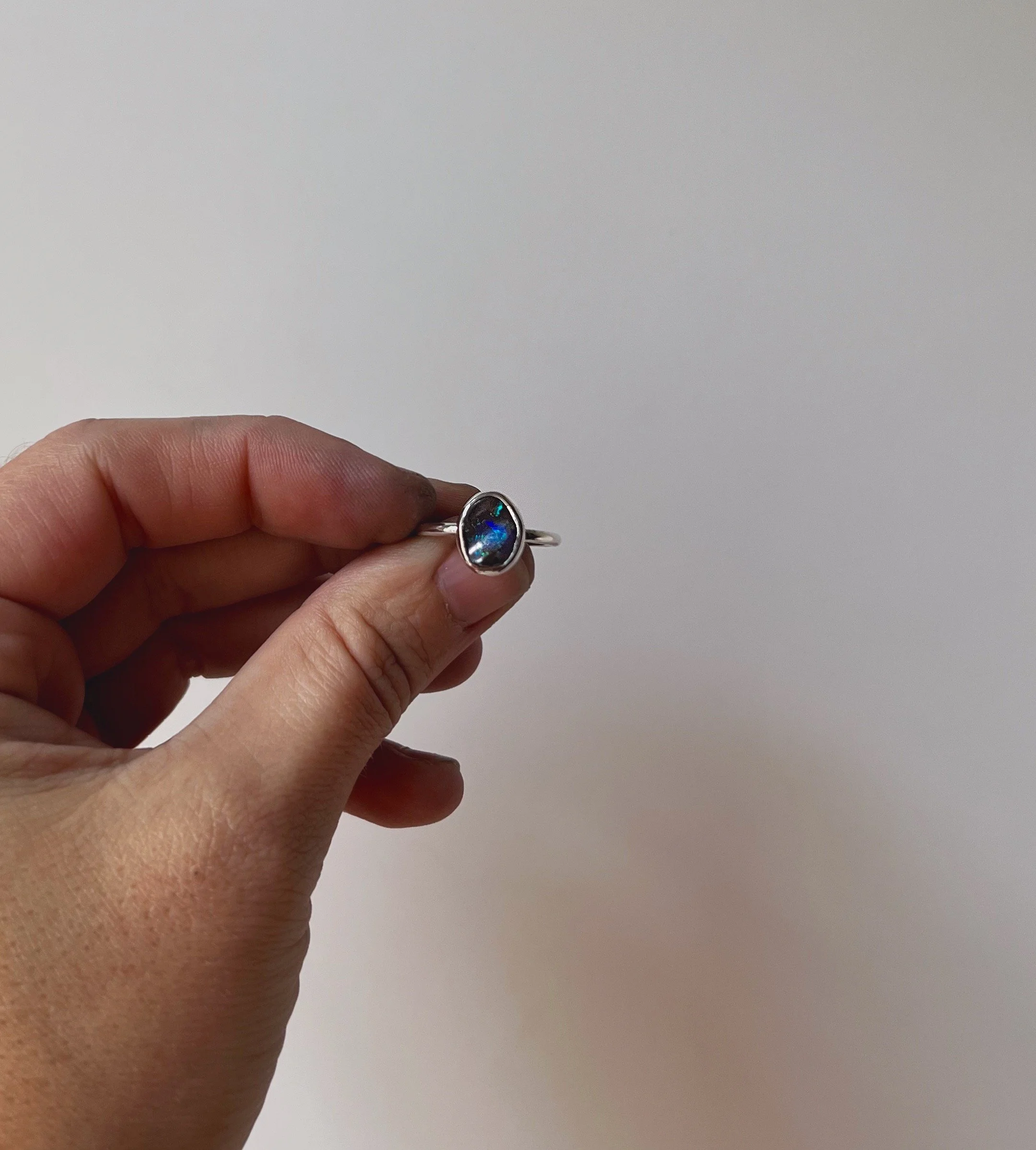 opal and silver ring