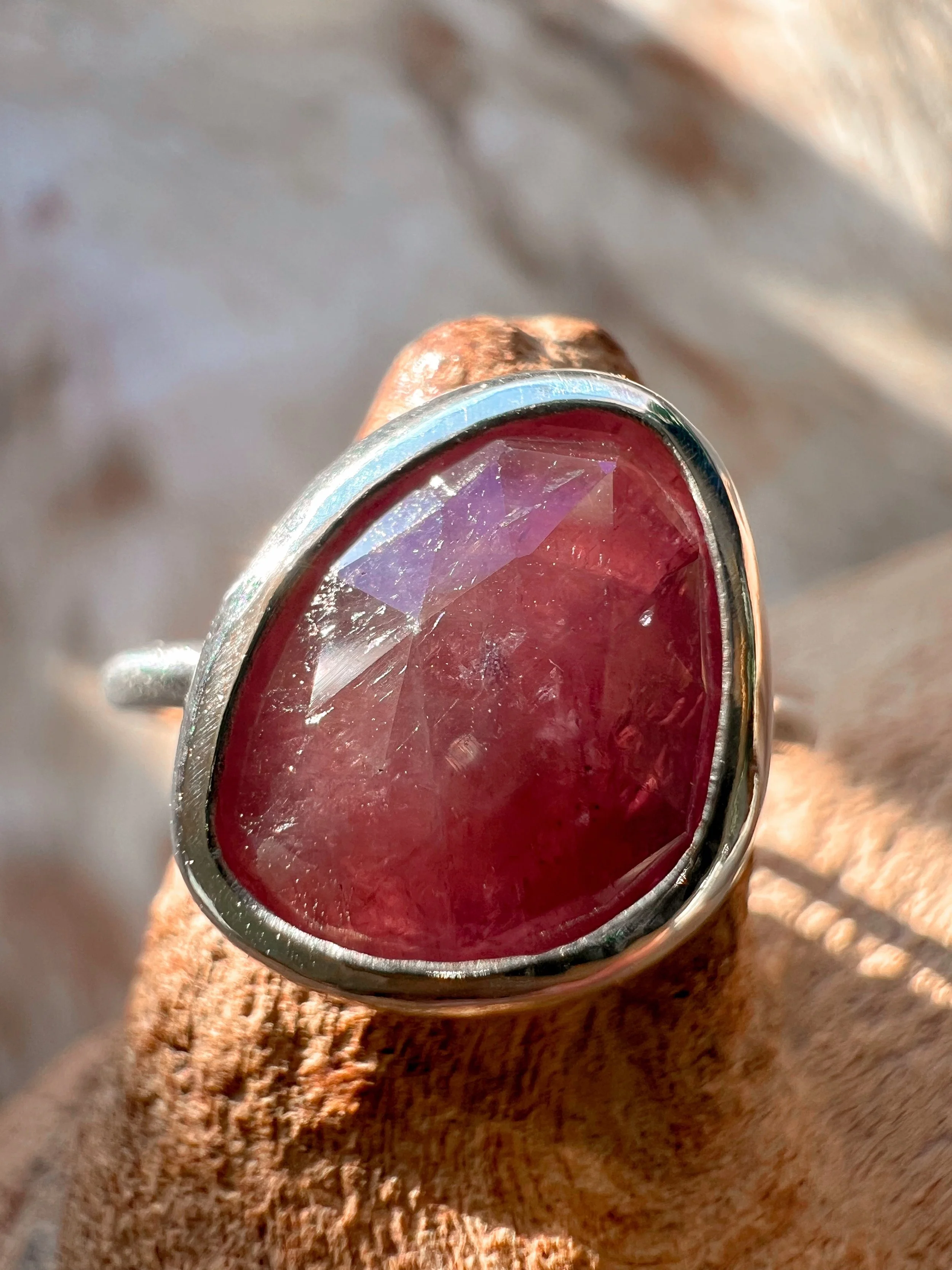 Pink Sapphire & Silver Ring